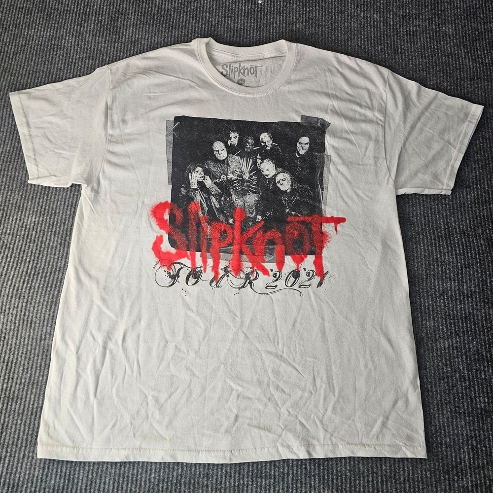 Slipknot Shirt Mens XL White 2021 Tour Band Graphic Tee Double Sided Music